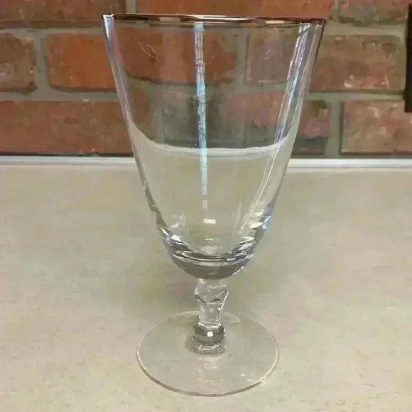 Fostoria Crystal Iced Tea Glasses " Engagement w/ Platinum Trim"…Vintage - Picture 2 of 8